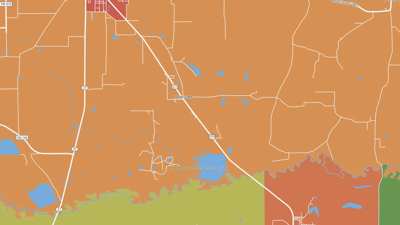 Johntown, TX Map of Drug-Related Crime Rates