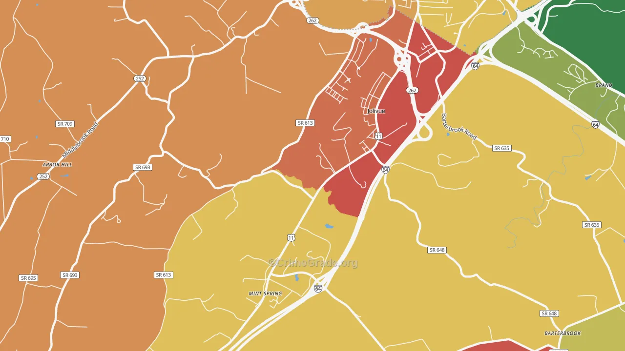 Jolivue, VA Map of Drug-Related Crime Rates