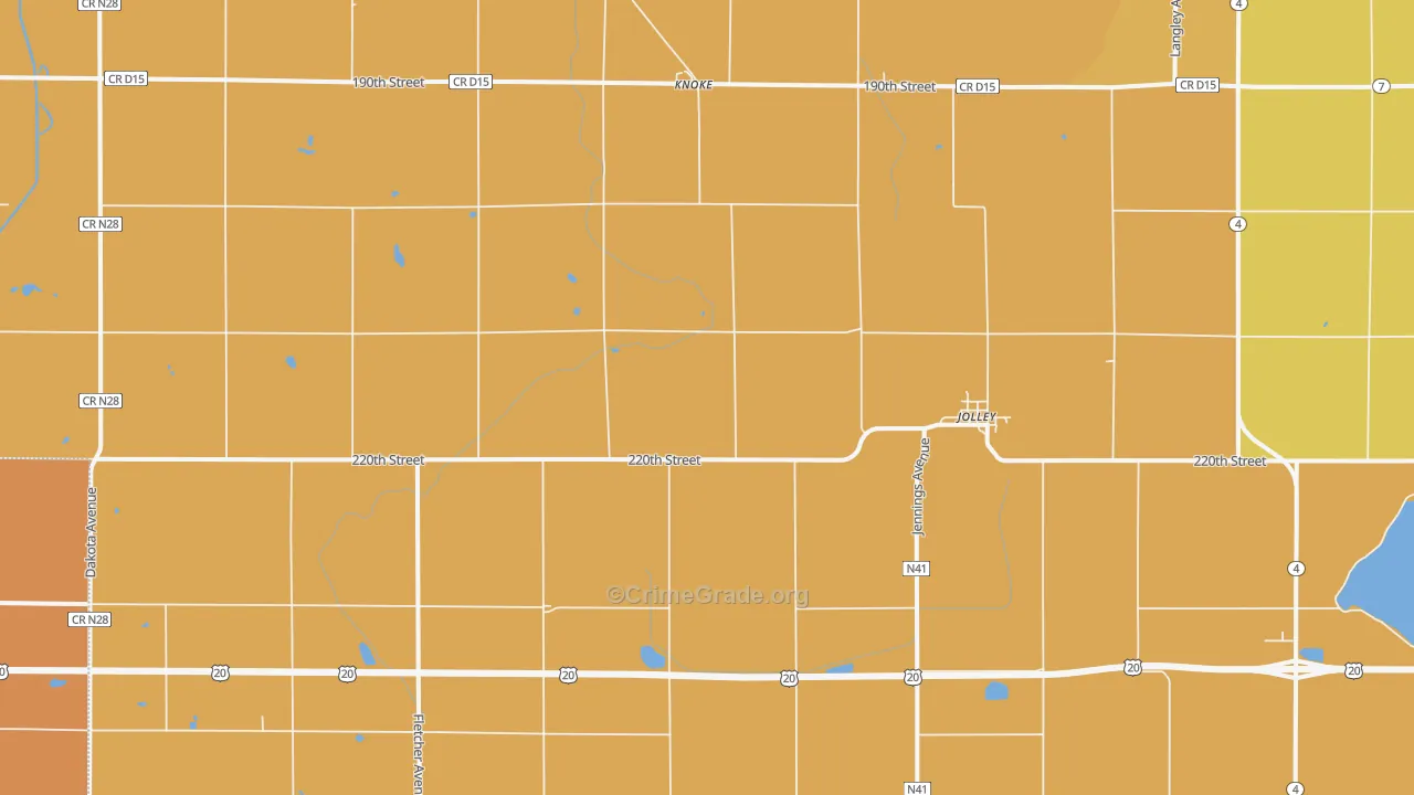 Jolley, IA Map of Drug-Related Crime Rates