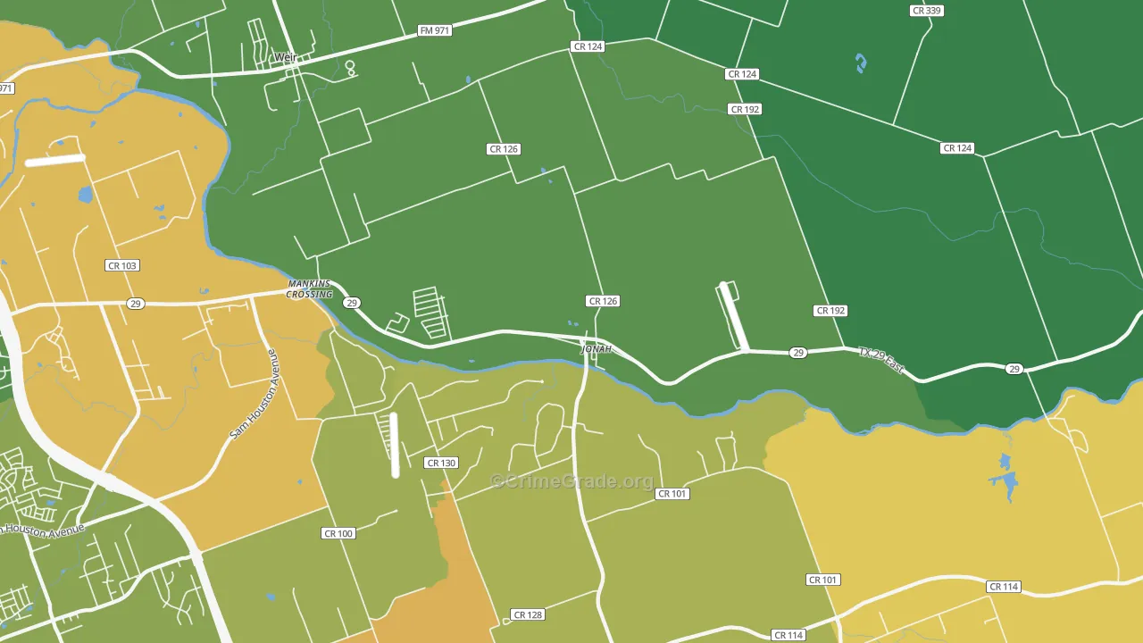 Jonah, TX Map of Drug-Related Crime Rates