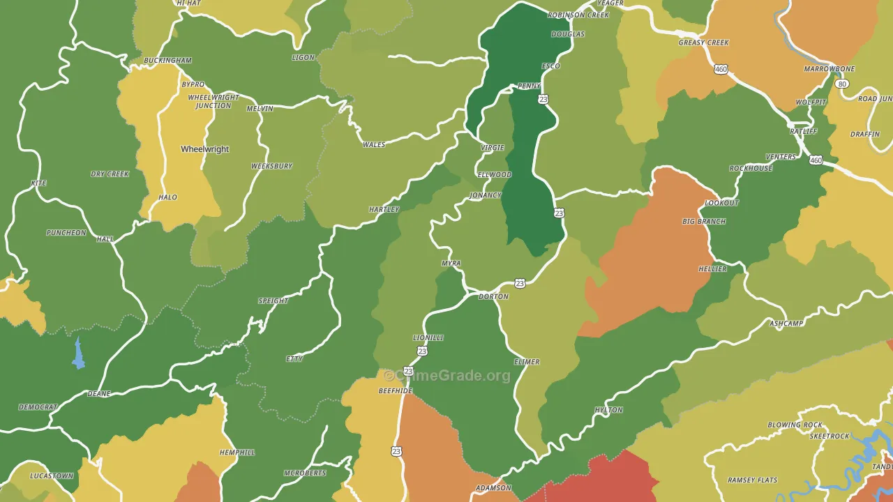 Jonancy, KY Map of Drug-Related Crime Rates