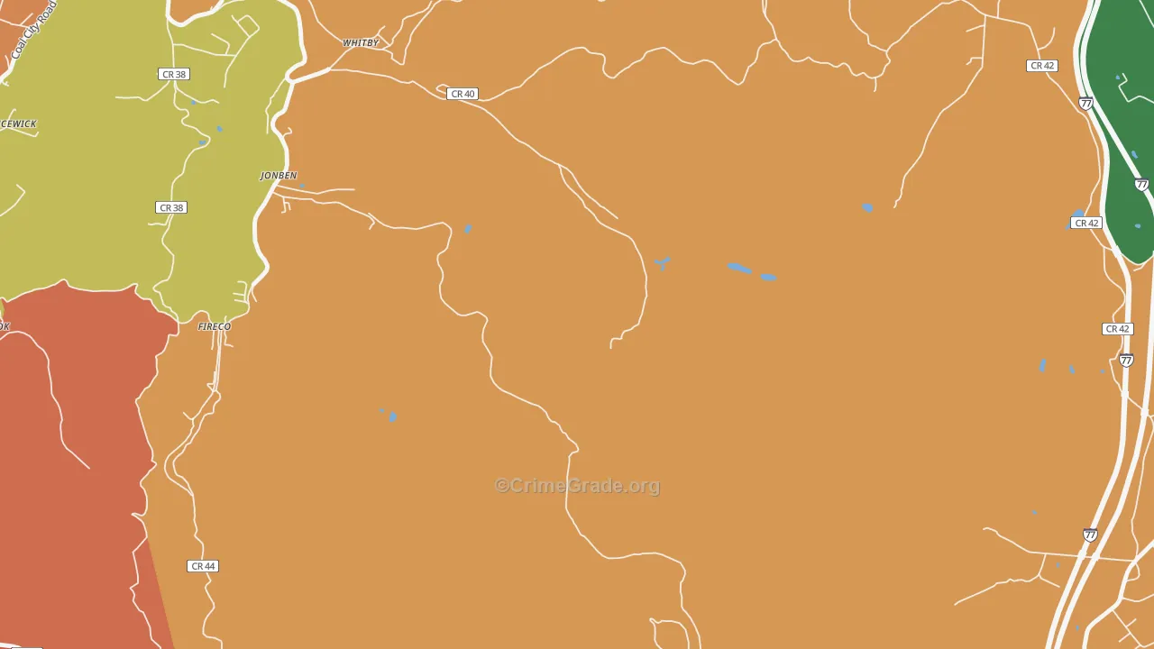 Jonben, WV Map of Drug-Related Crime Rates