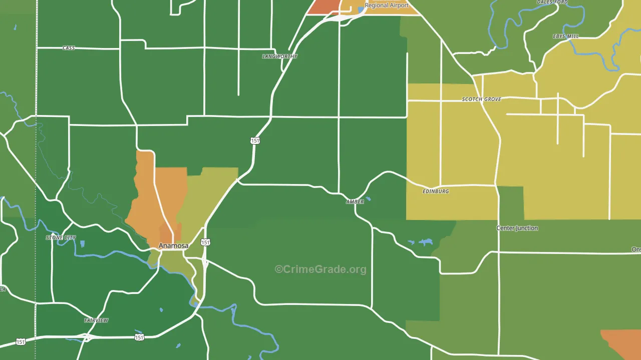 Jones County, IA Map of Drug-Related Crime Rates