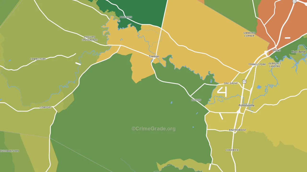 Jones County, NC Map of Drug-Related Crime Rates