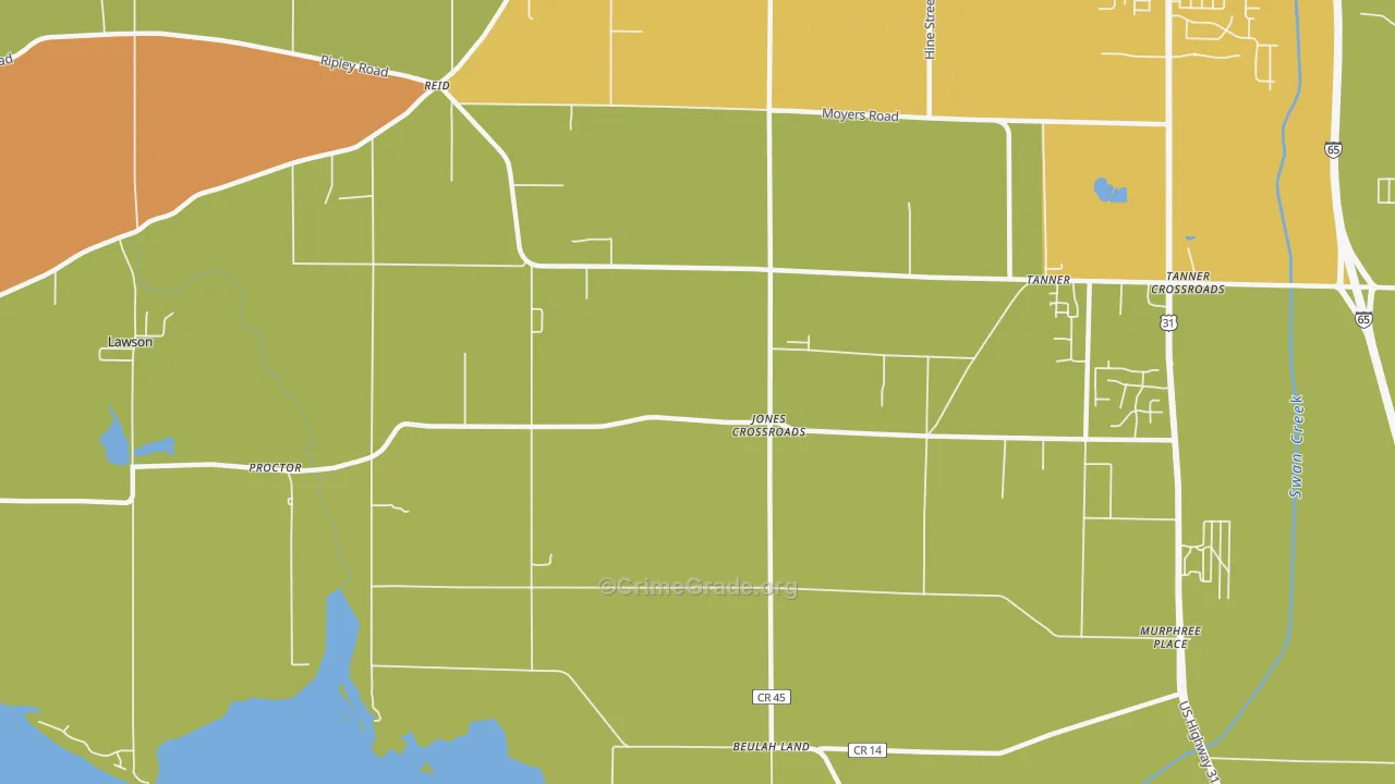 Jones Crossroads, AL Map of Drug-Related Crime Rates