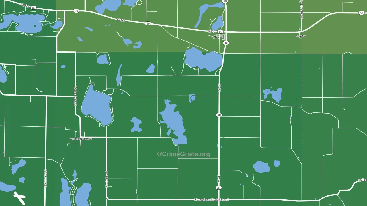 Jones, MI Map of Drug-Related Crime Rates