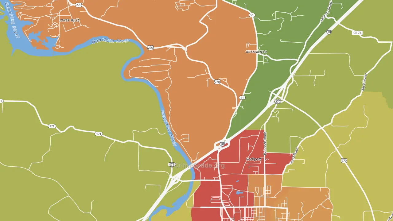 Jones Mill, AR Map of Drug-Related Crime Rates