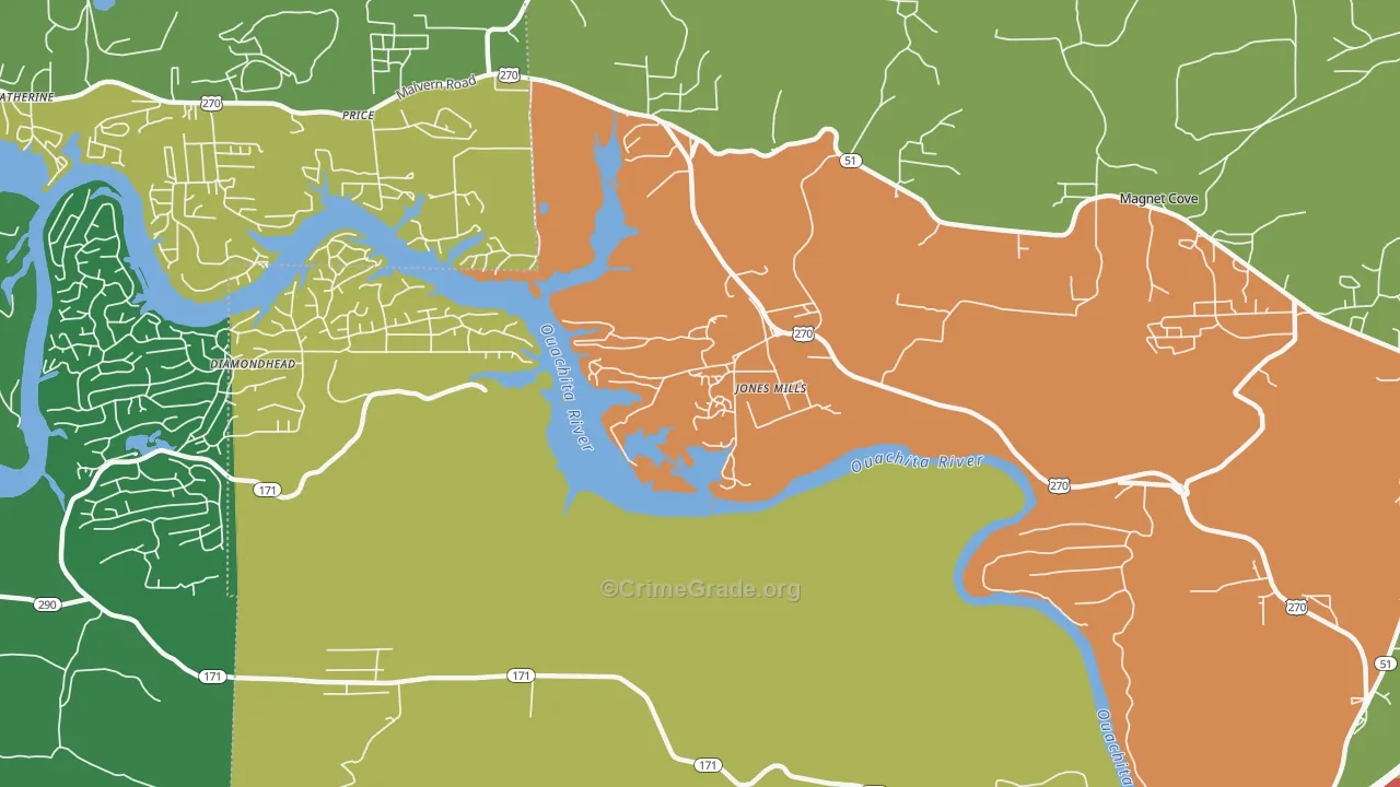 Jones Mills, AR Map of Drug-Related Crime Rates