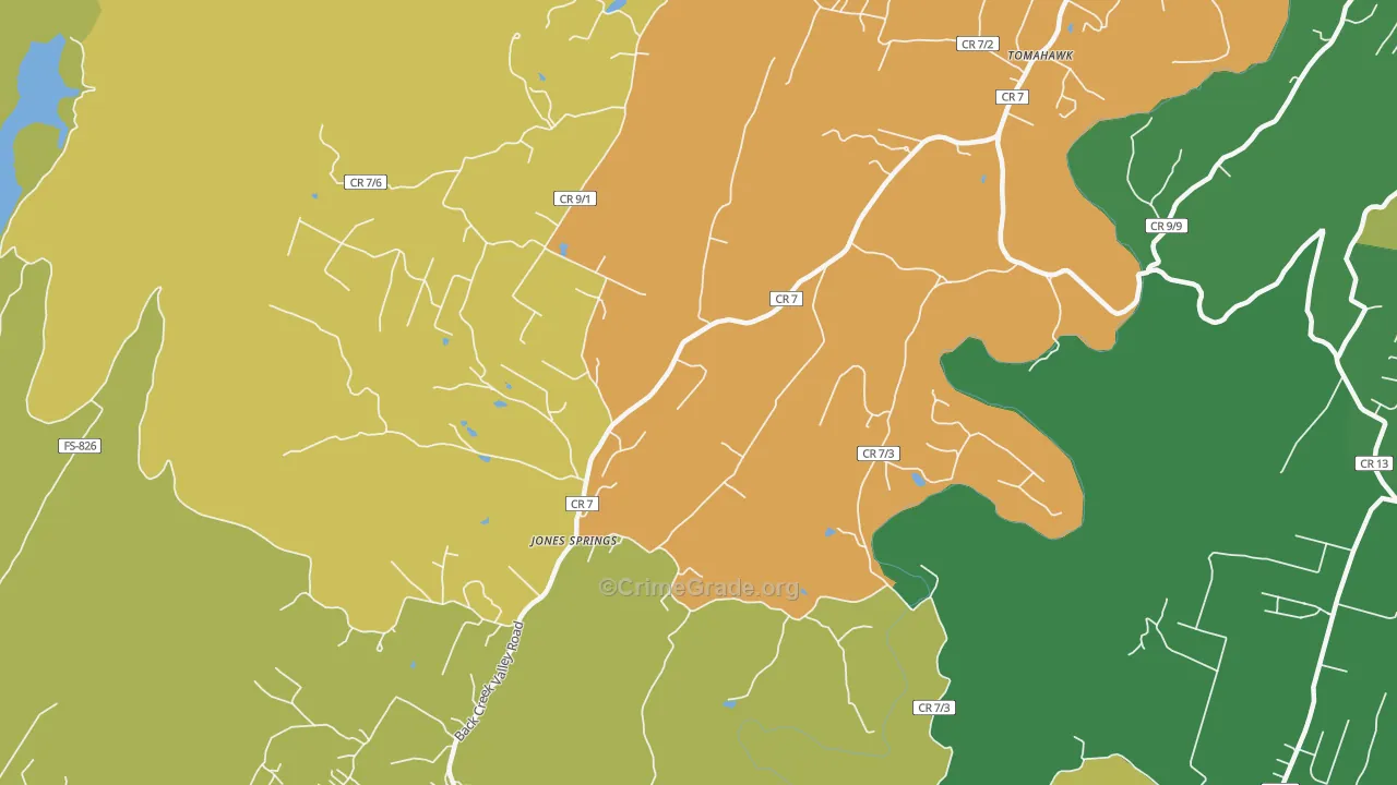 Jones Springs, WV Map of Drug-Related Crime Rates