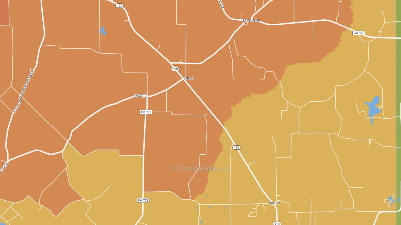 Jones, TX Map of Drug-Related Crime Rates