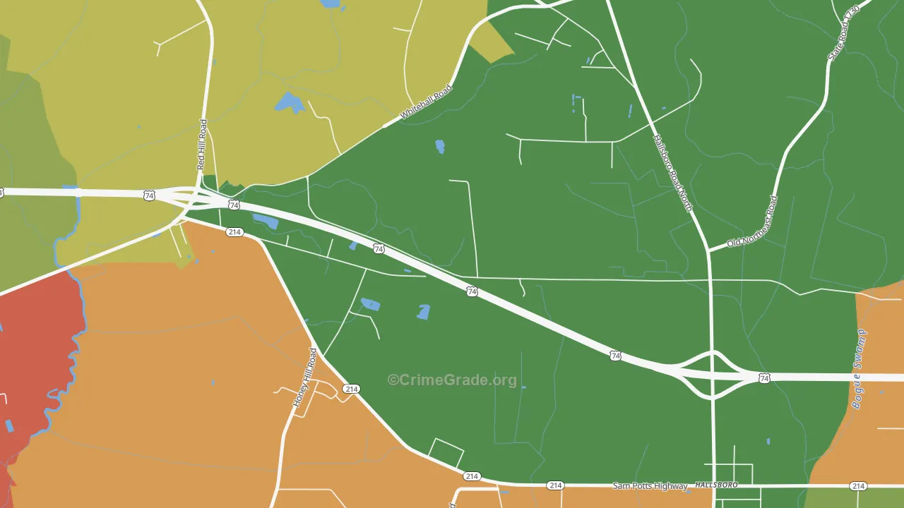 Jonesboro Crossing, NC Map of Drug-Related Crime Rates