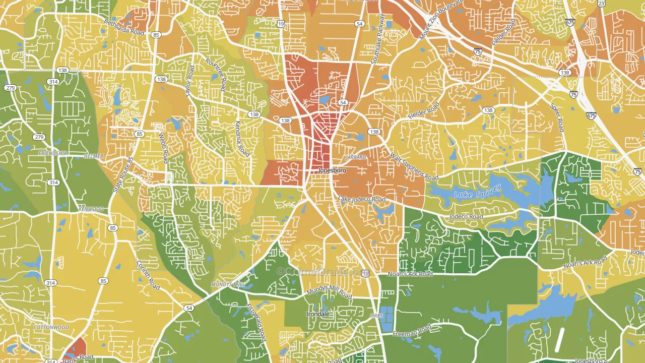 Jonesboro, GA Map of Drug-Related Crime Rates