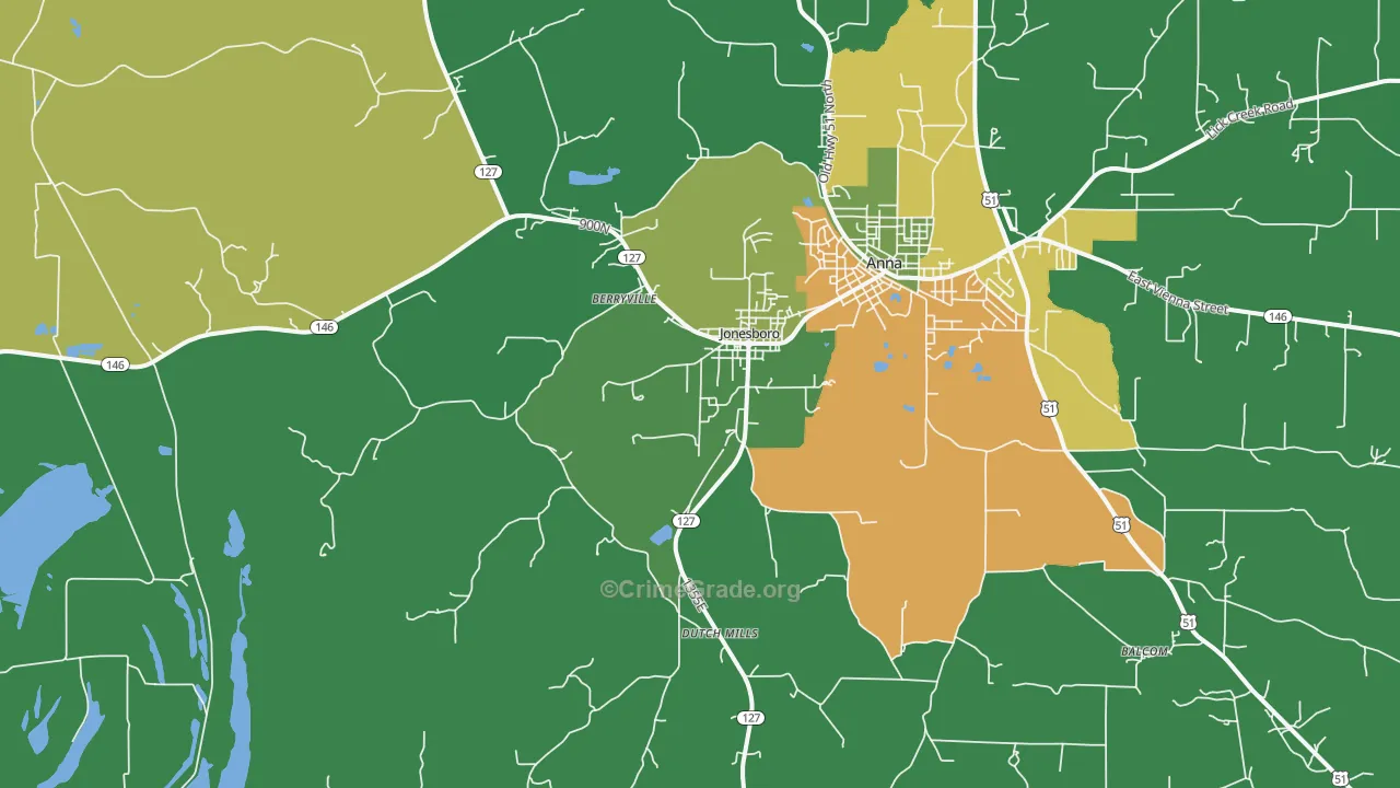 Jonesboro, IL Map of Drug-Related Crime Rates