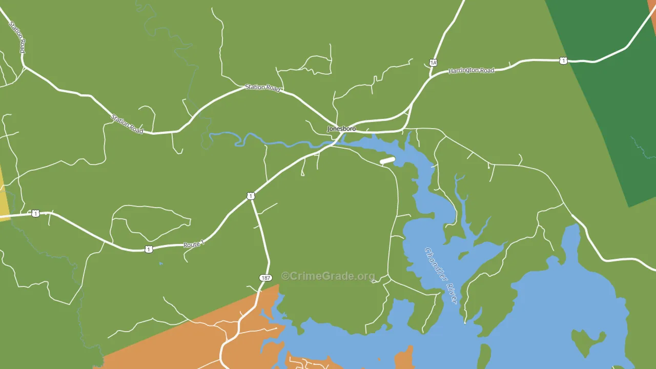 Jonesboro, ME Map of Drug-Related Crime Rates