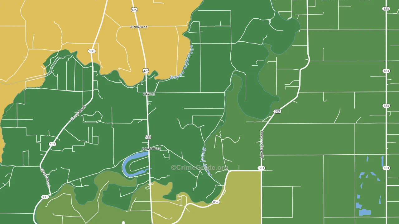 Jonesburg, LA Map of Drug-Related Crime Rates