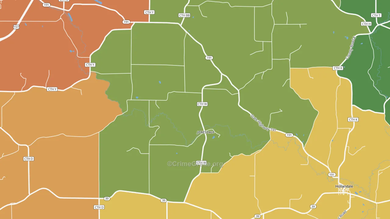 Jonesdale, WI Map of Drug-Related Crime Rates