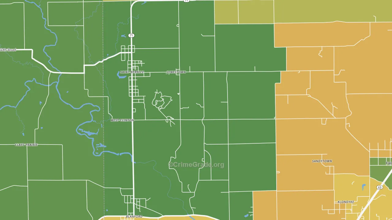 Jonestown, IN Map of Drug-Related Crime Rates