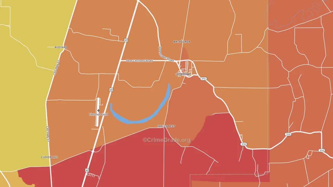 Jonestown, MS Map of Drug-Related Crime Rates