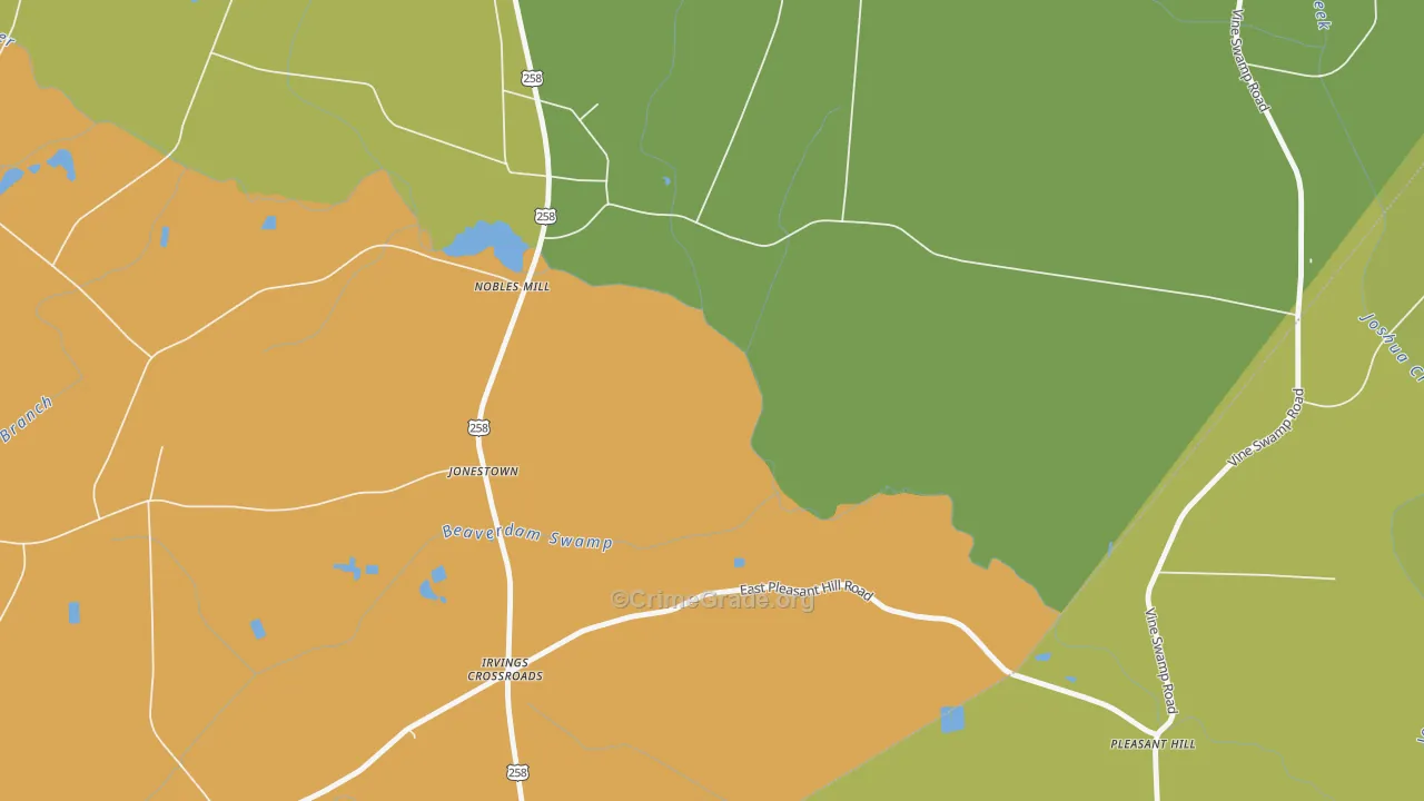 Jonestown, NC Map of Drug-Related Crime Rates