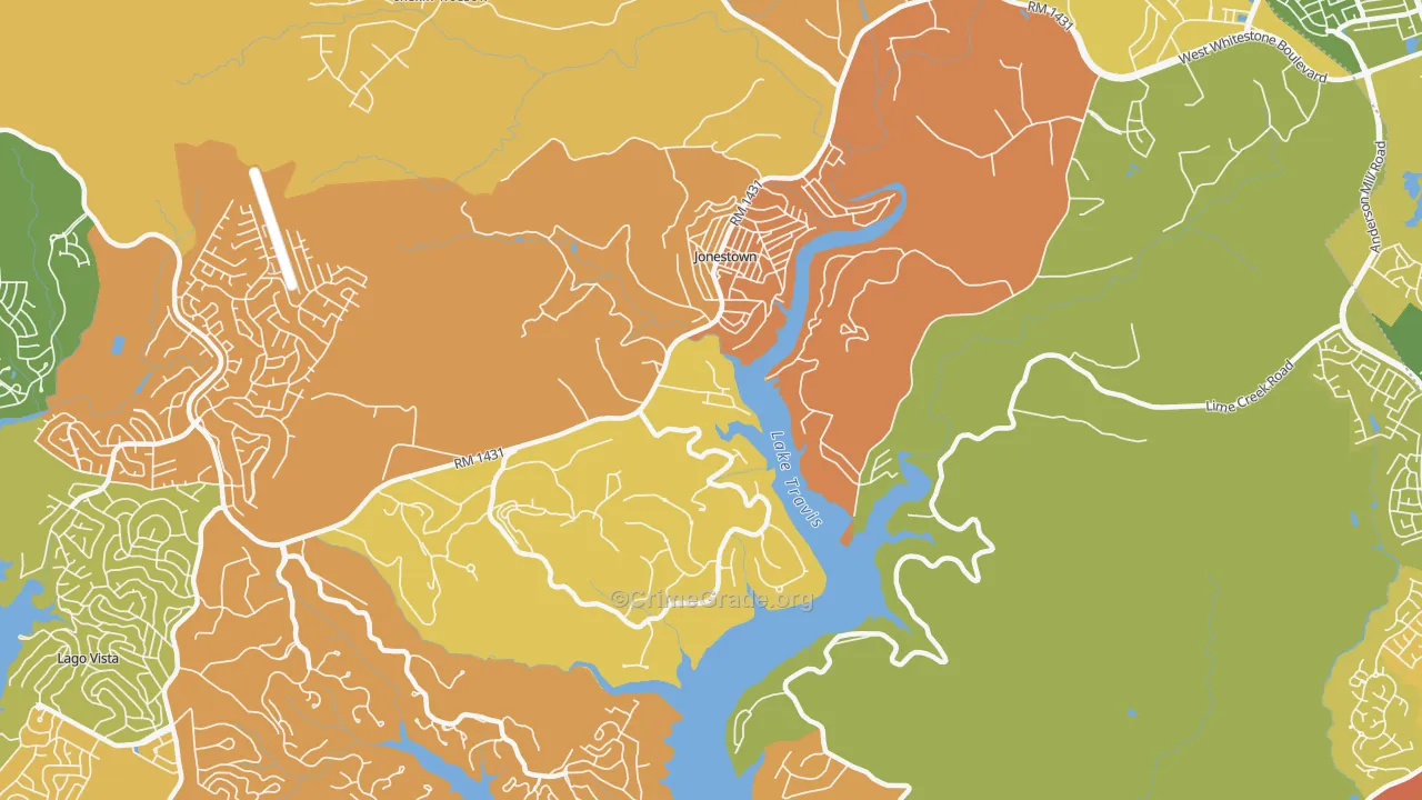 Jonestown, TX Map of Drug-Related Crime Rates