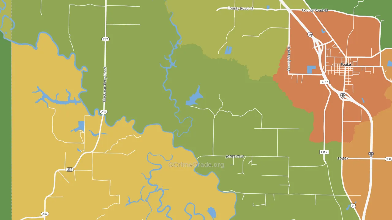 Jonesville, AR Map of Drug-Related Crime Rates