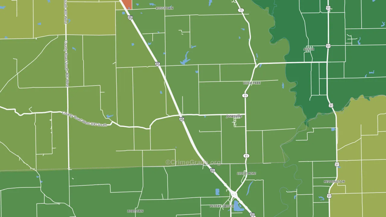 Jonesville, IN Map of Drug-Related Crime Rates