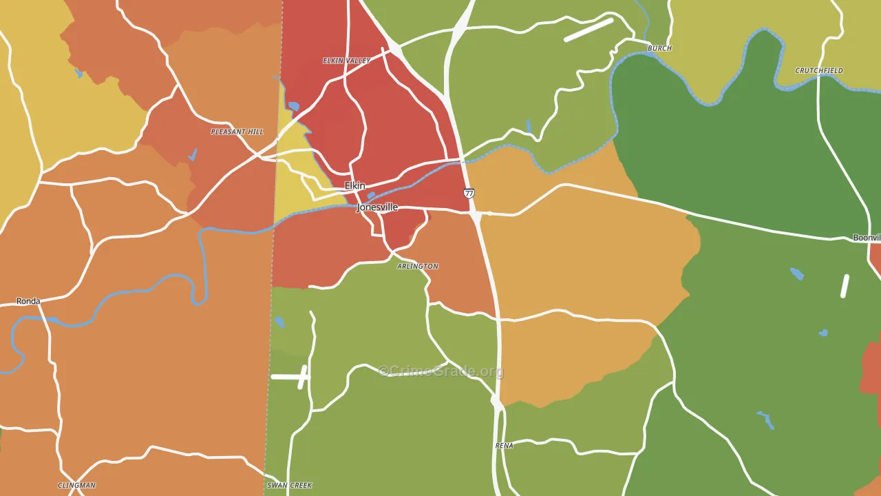Jonesville, NC Map of Drug-Related Crime Rates