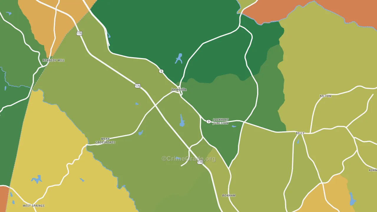 Jonesville, SC Map of Drug-Related Crime Rates