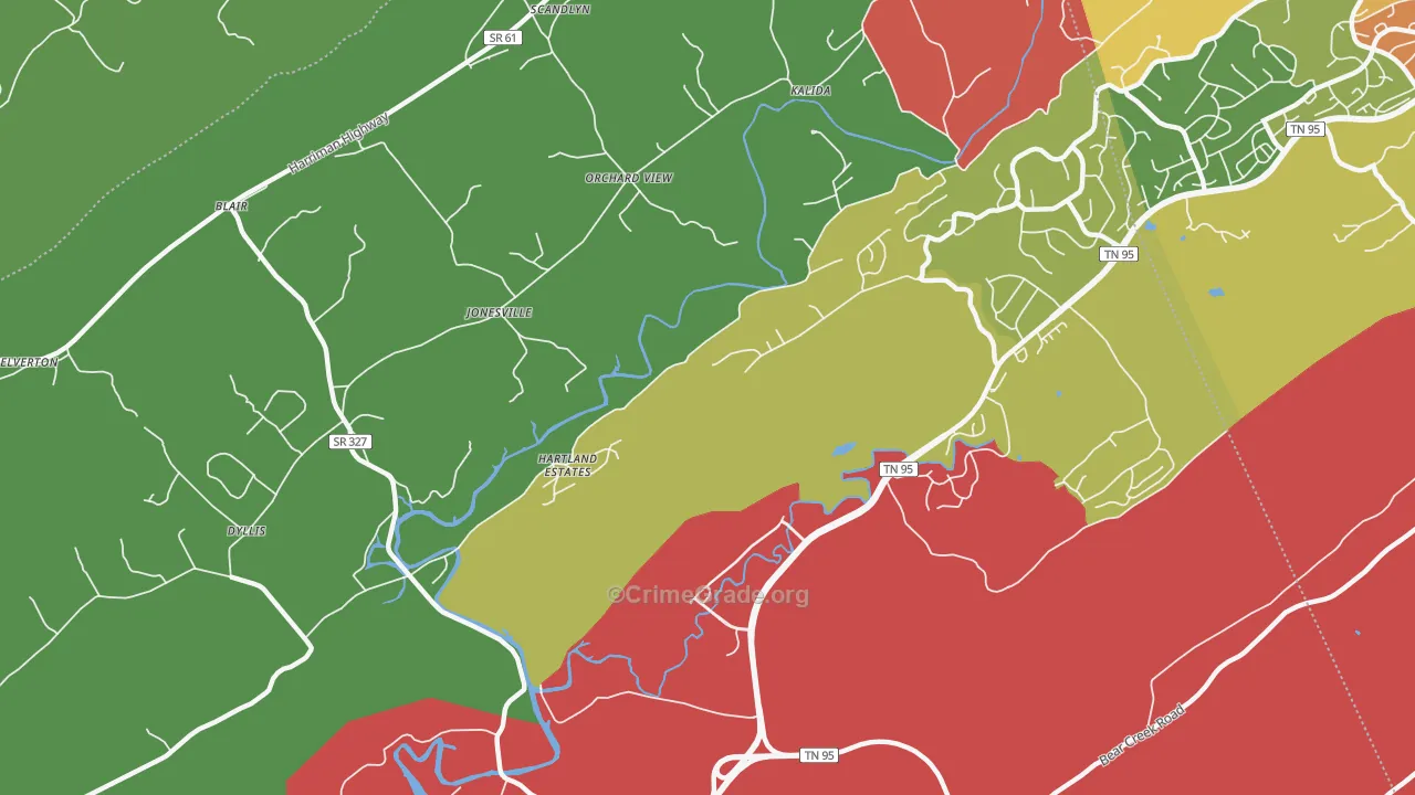Jonesville, TN Map of Drug-Related Crime Rates
