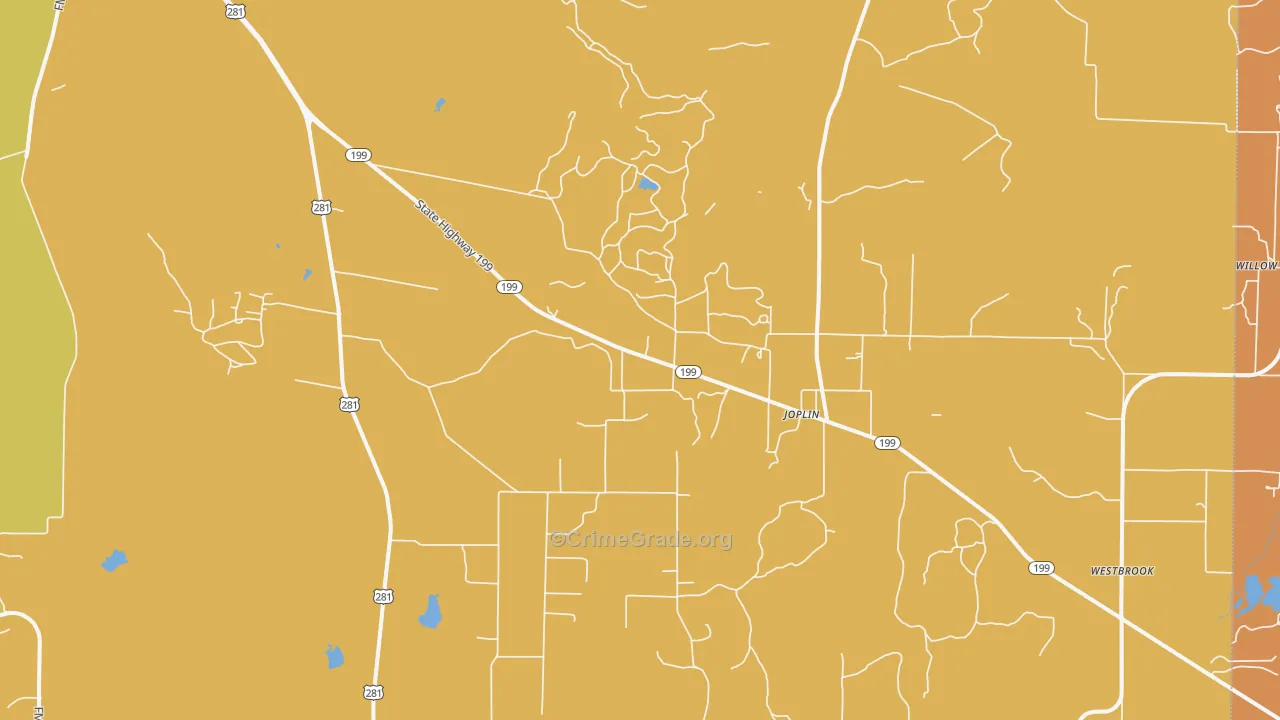 Joplin, TX Map of Drug-Related Crime Rates