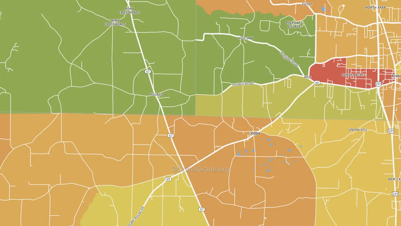 Joppa, AL Map of Drug-Related Crime Rates