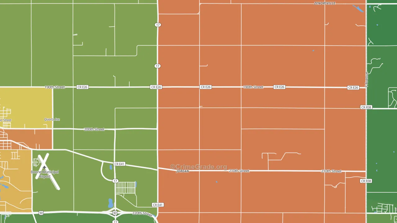 Jordan, IA Map of Drug-Related Crime Rates
