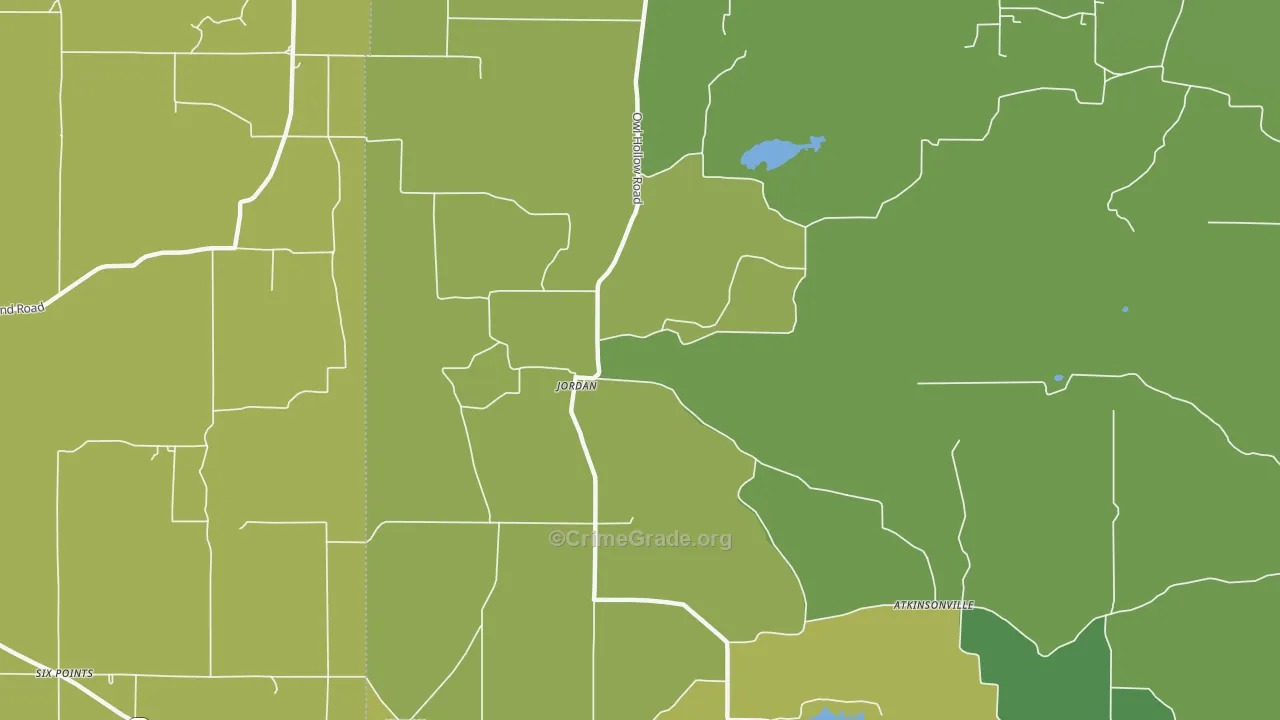 Jordan, IN Map of Drug-Related Crime Rates