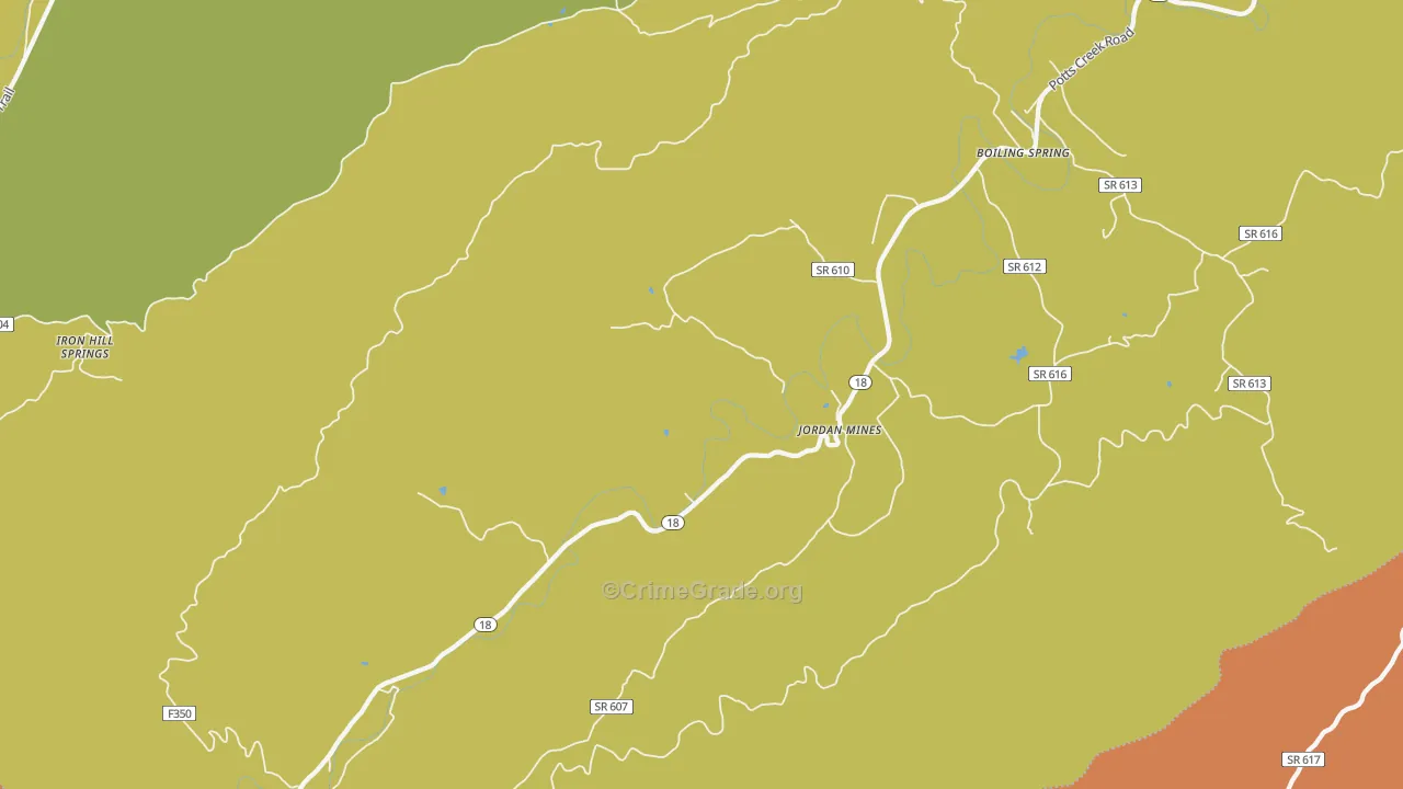 Jordan Mines, VA Map of Drug-Related Crime Rates