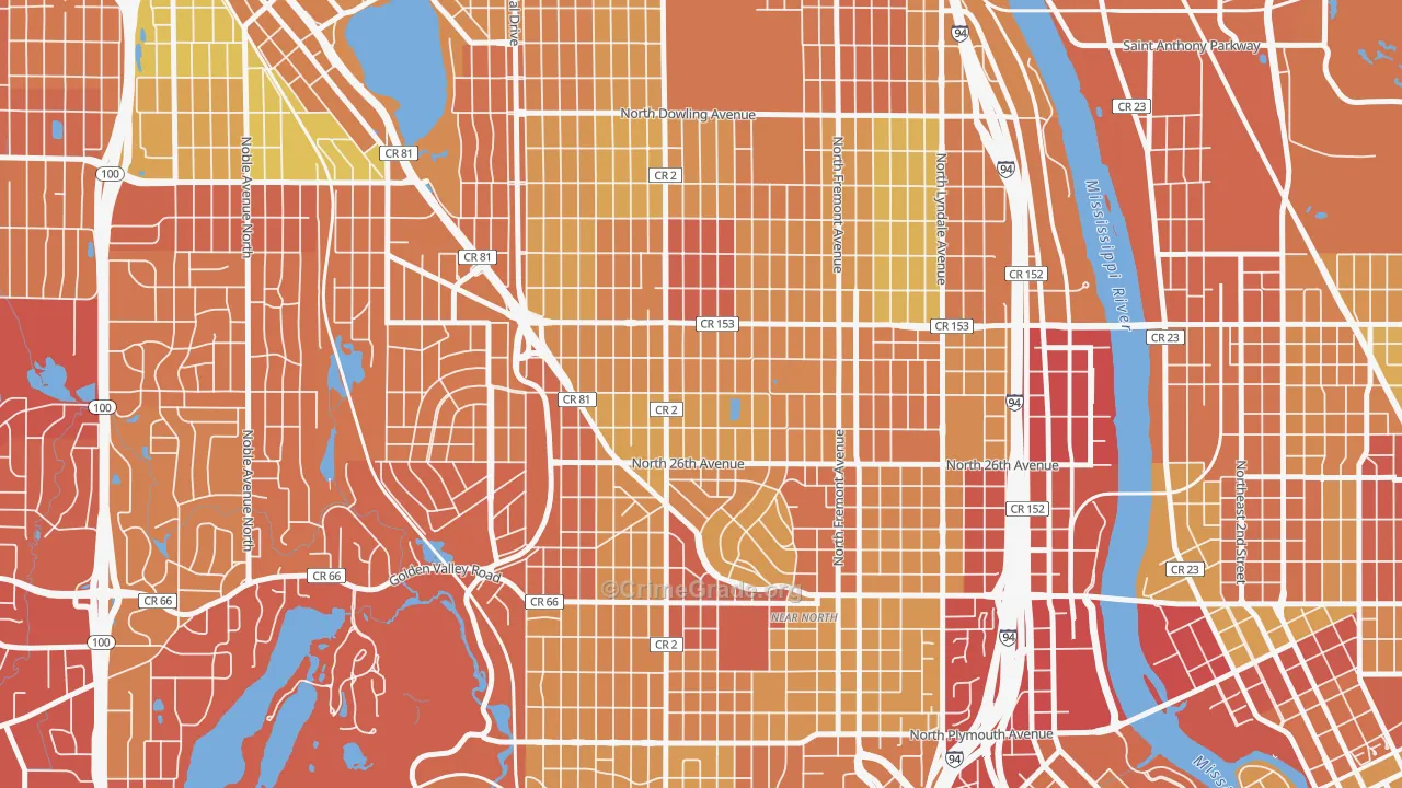 Jordan, Minneapolis, MN Map of Drug-Related Crime Rates