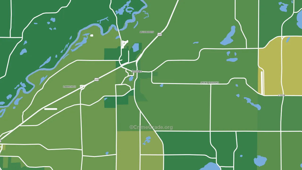 Jordan, MN Map of Drug-Related Crime Rates
