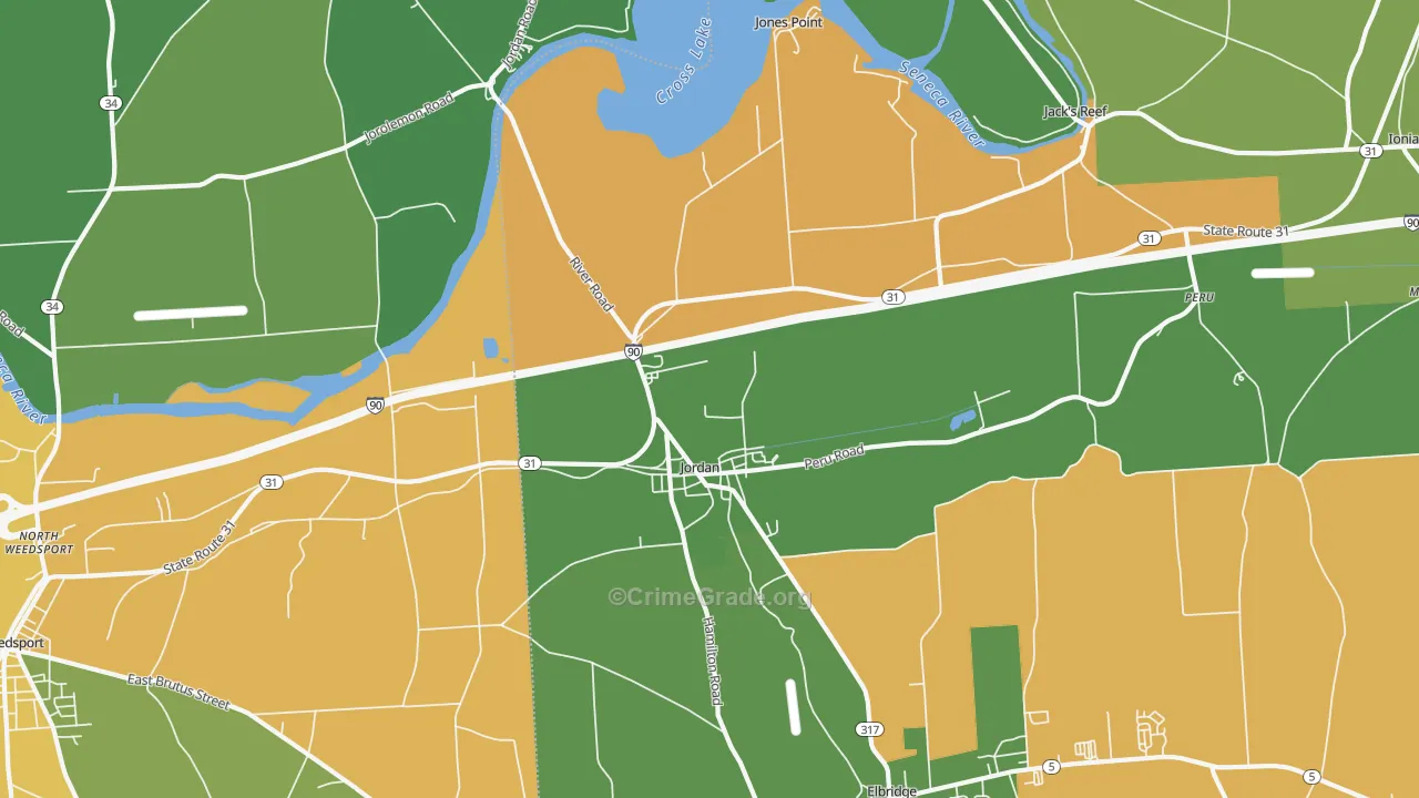 Jordan, NY Map of Drug-Related Crime Rates