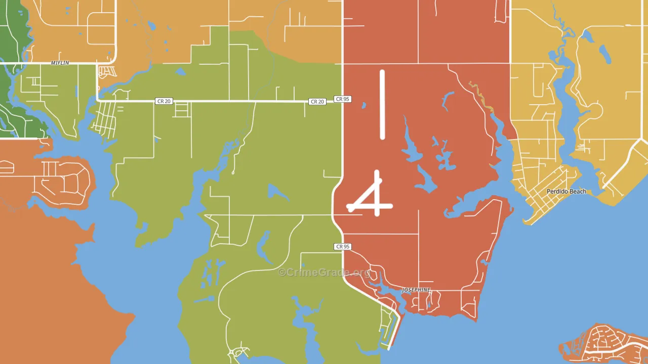 Josephine, AL Map of Drug-Related Crime Rates