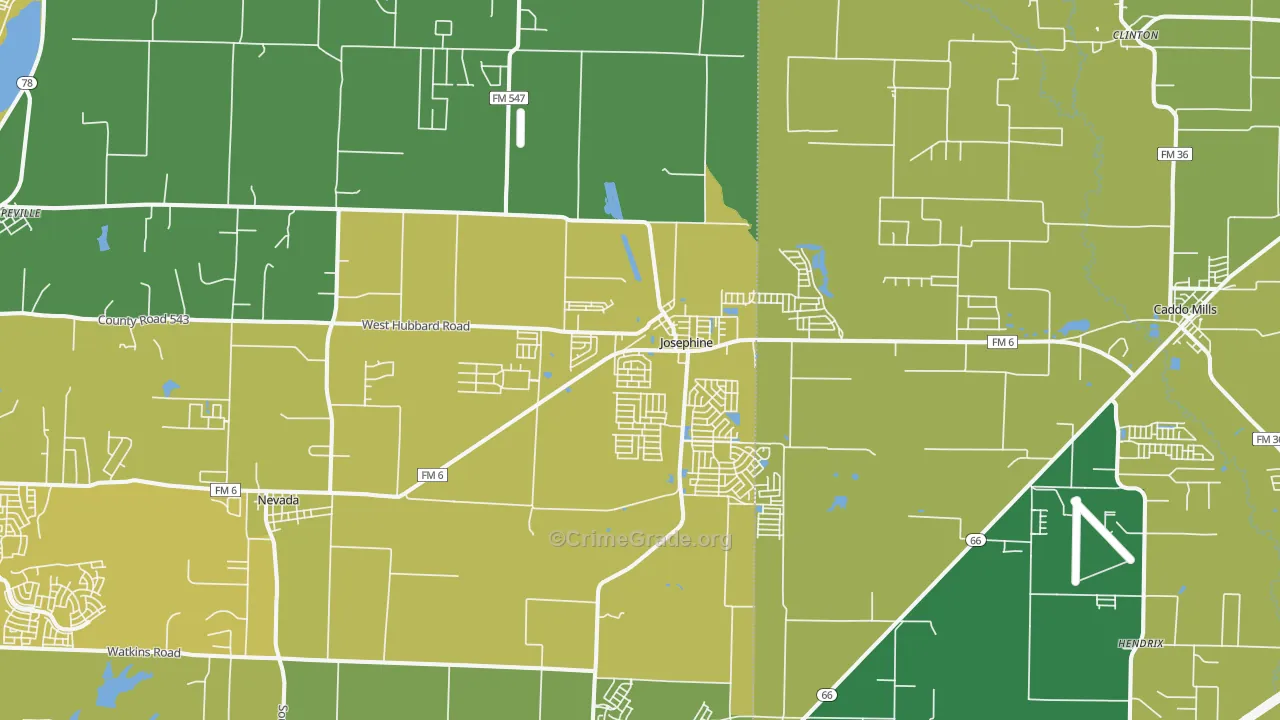 Josephine, TX Map of Drug-Related Crime Rates