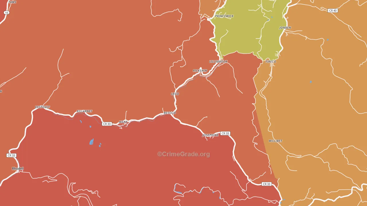 Josephine, WV Map of Drug-Related Crime Rates