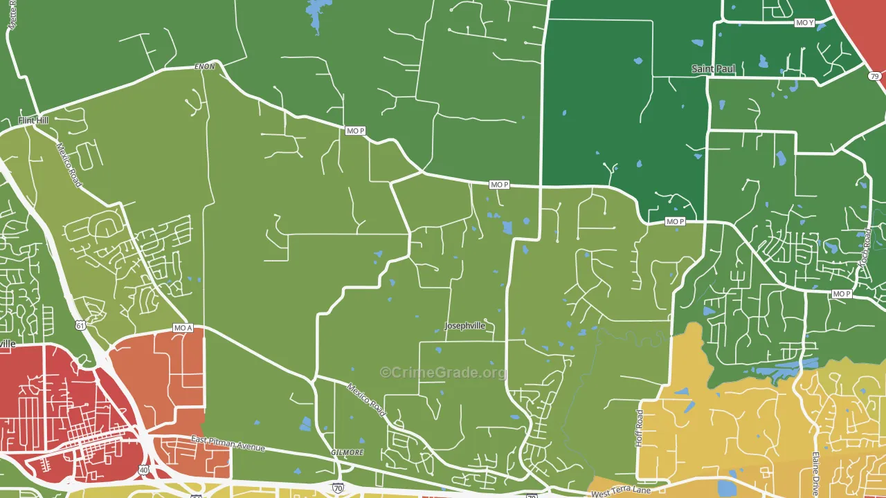 Josephville, MO Map of Drug-Related Crime Rates