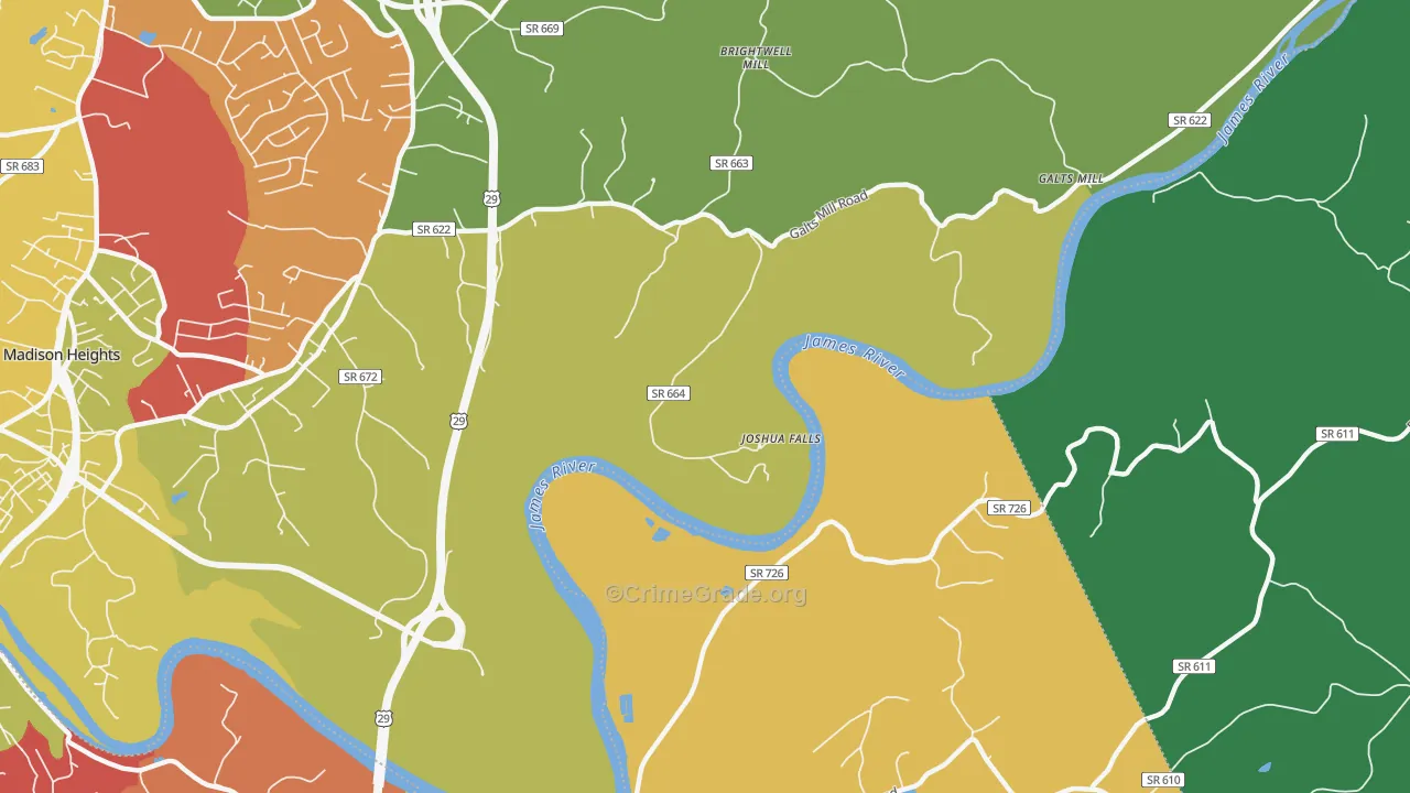Joshua Falls, VA Map of Drug-Related Crime Rates