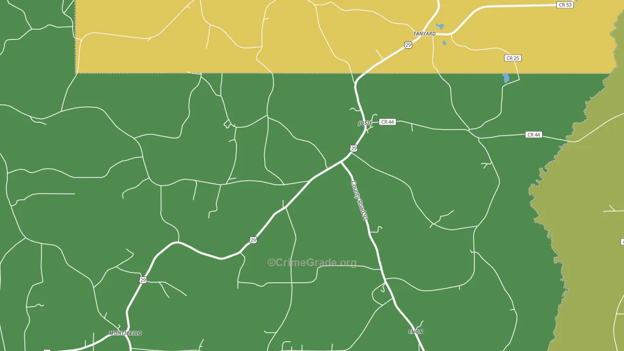 Josie, AL Map of Drug-Related Crime Rates