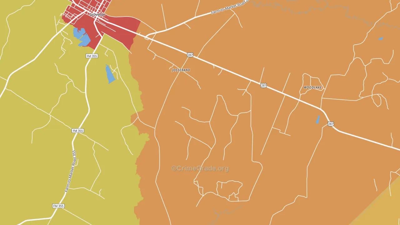 Josserand, TX Map of Drug-Related Crime Rates