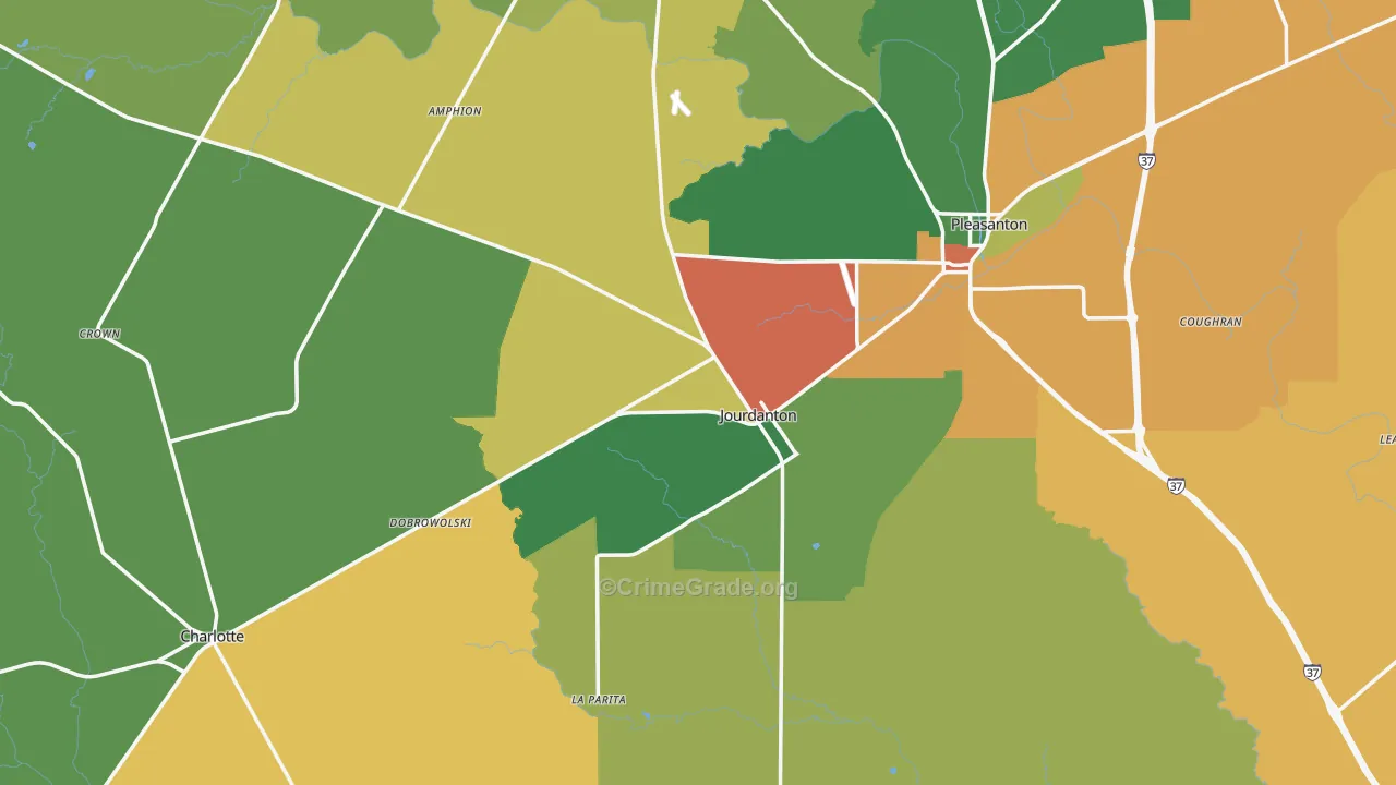 Jourdanton, TX Map of Drug-Related Crime Rates