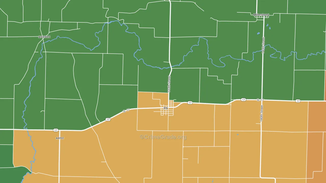 Joy, IL Map of Drug-Related Crime Rates