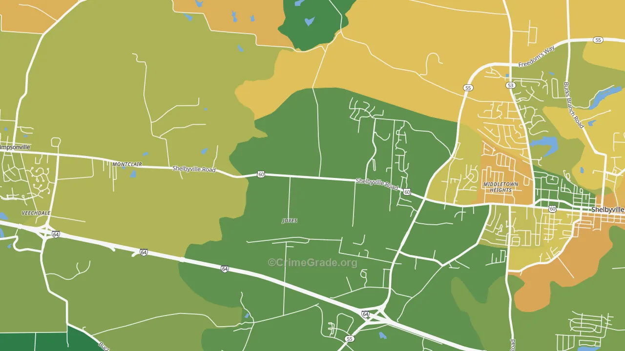 Joyes, KY Map of Drug-Related Crime Rates