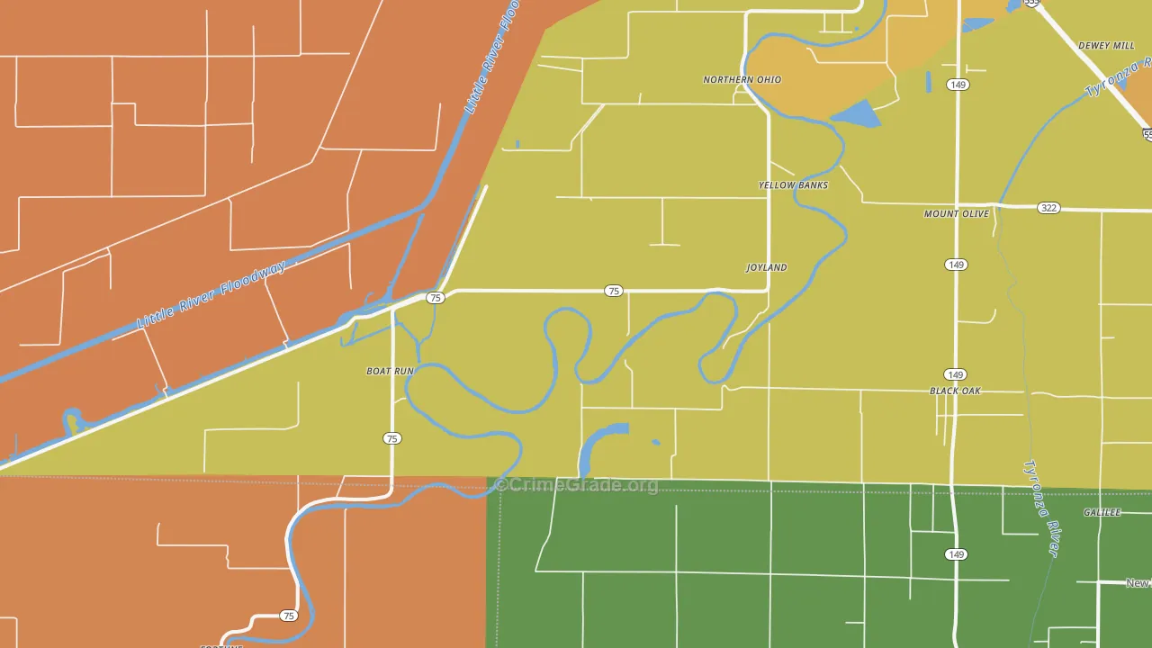 Joyland, AR Map of Drug-Related Crime Rates