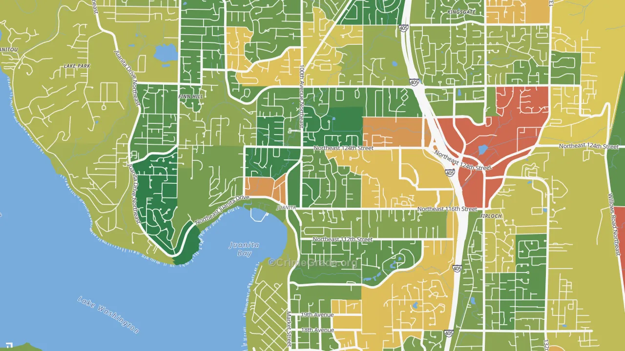 Juanita, Kirkland, WA Map of Drug-Related Crime Rates
