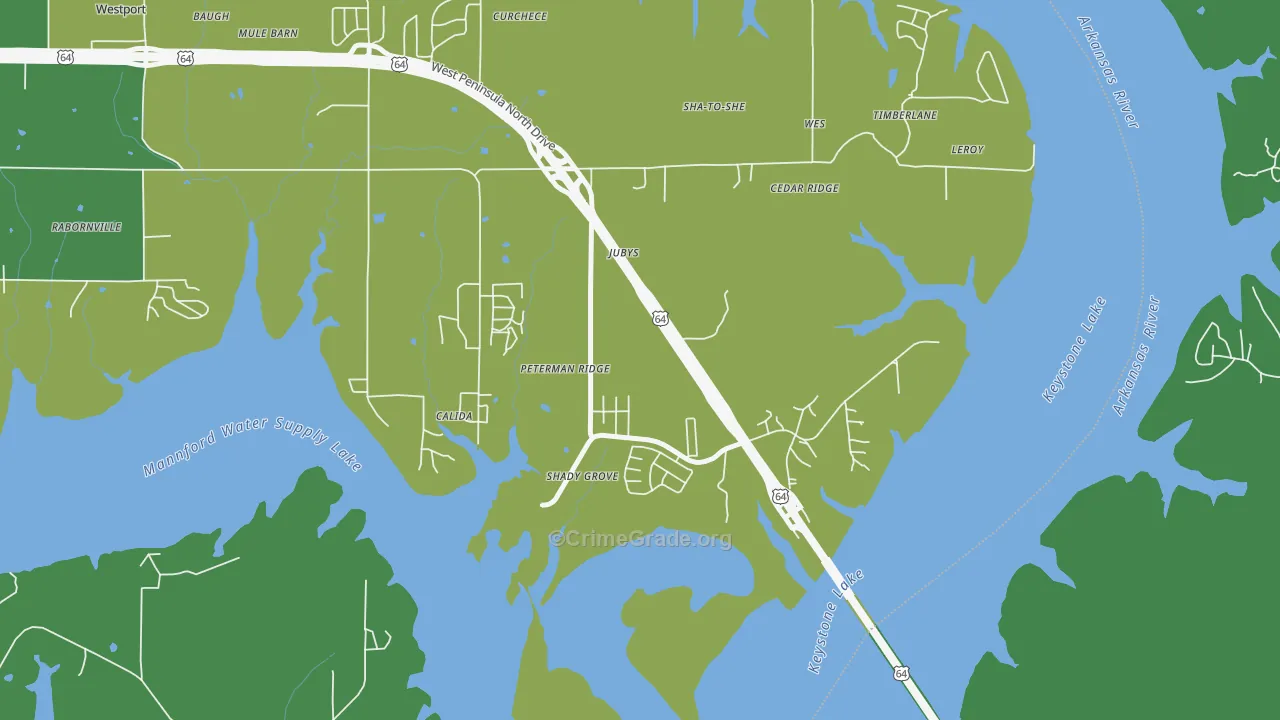 Jubys, OK Map of Drug-Related Crime Rates